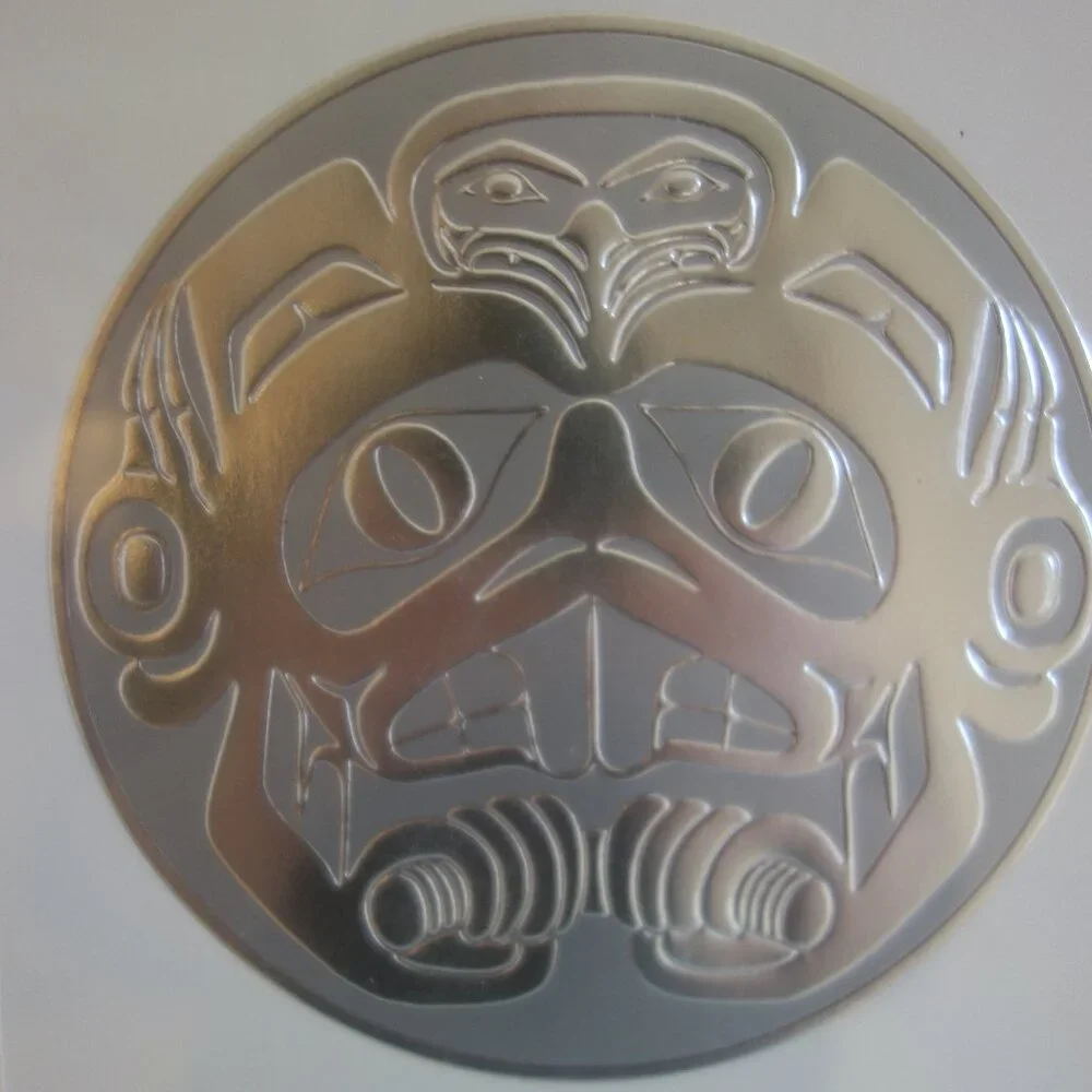 BILL REID Signed Silver Embossed Haida Beaver Drum (Matted & Framed) - Picture 2 of 5